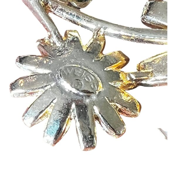 Vintage Albert Weiss Yellow & White Daisy Enamel Gold Tone Brooch Pin 3 Inches F - Picture 7 of 7